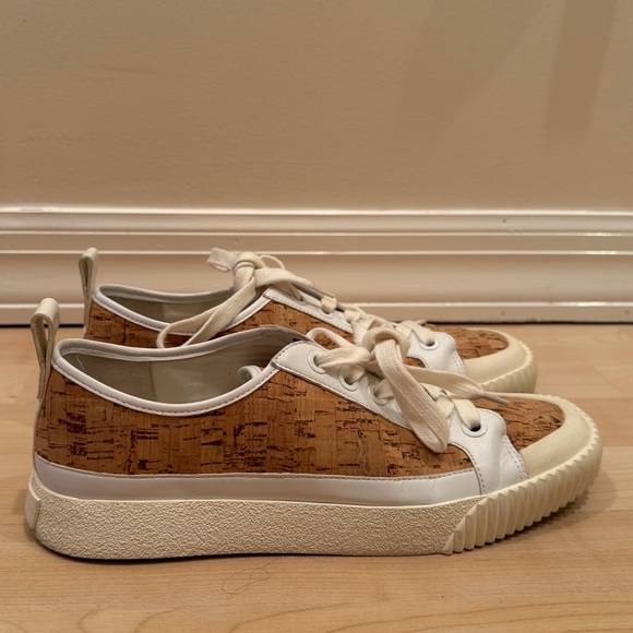 Veronica Beard Parise Leather Trim Cork Sneakers Low Top Lace Up size 10M EUC - Picture 4 of 11
